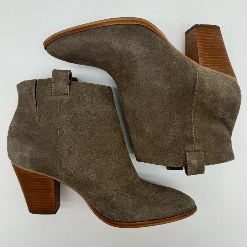 J. Crew “Eaton” Suede Leather Gray/Taupe Heeled Ankle Boots Size 8.5 - Picture 7 of 13